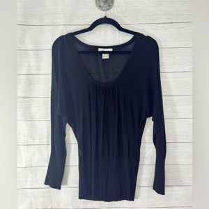 White House Black Market Knit Drop Batwing Sleeve Ribbed Hemline & Wrist M 💗